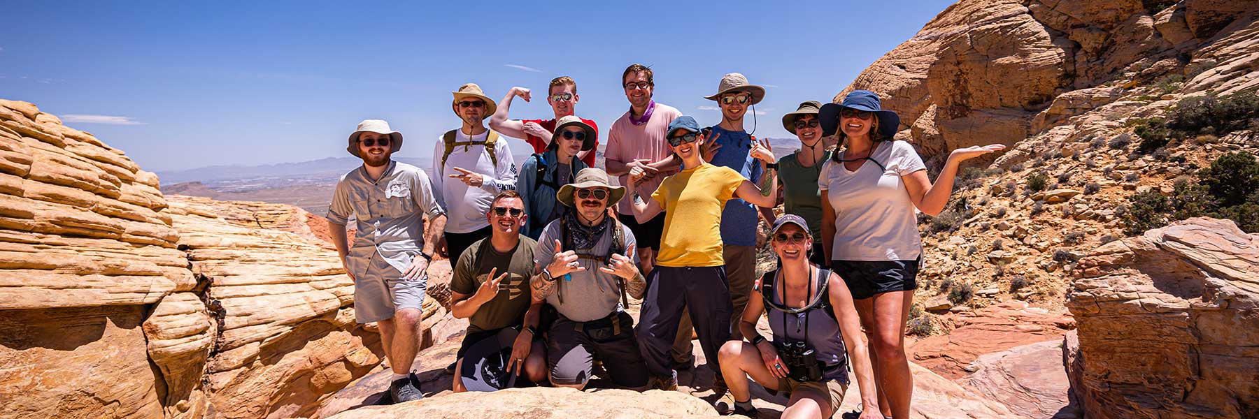 Group of IU Southeast students posing in front of a canyon