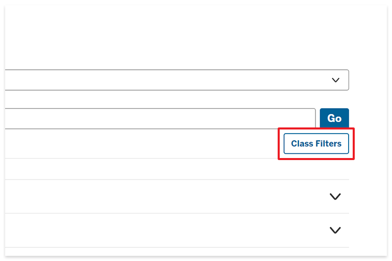 Applying class filters using IU Southeast's course search